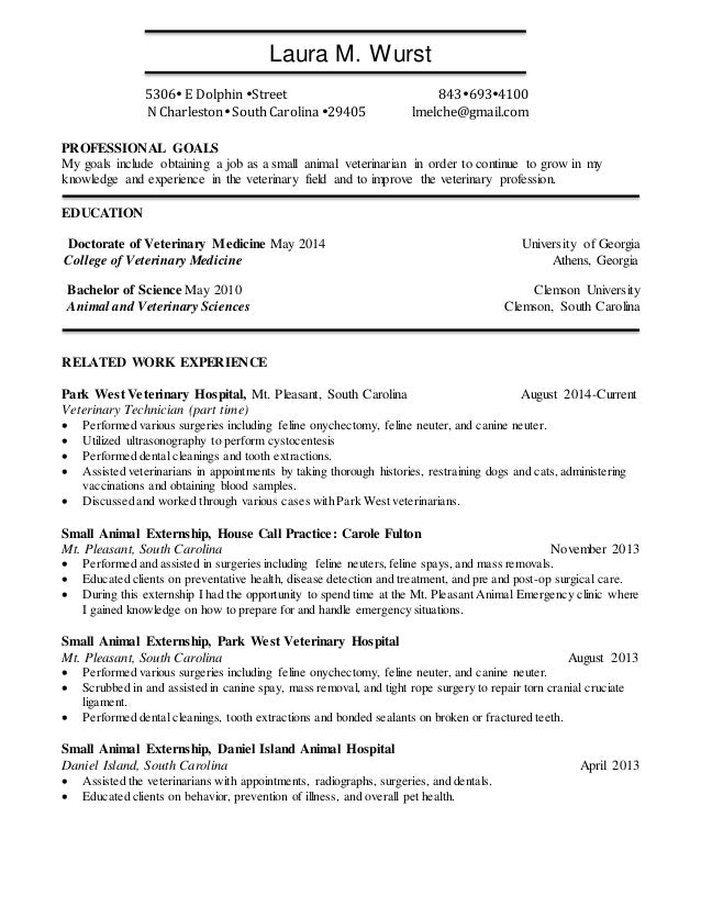 resume veterinarian