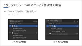 １クリックでシーンのアクティブ切り替え機能
● シーンのアクティブ切り替え？
○ ↓これ
アクティブ状態 非アクティブ状態
 