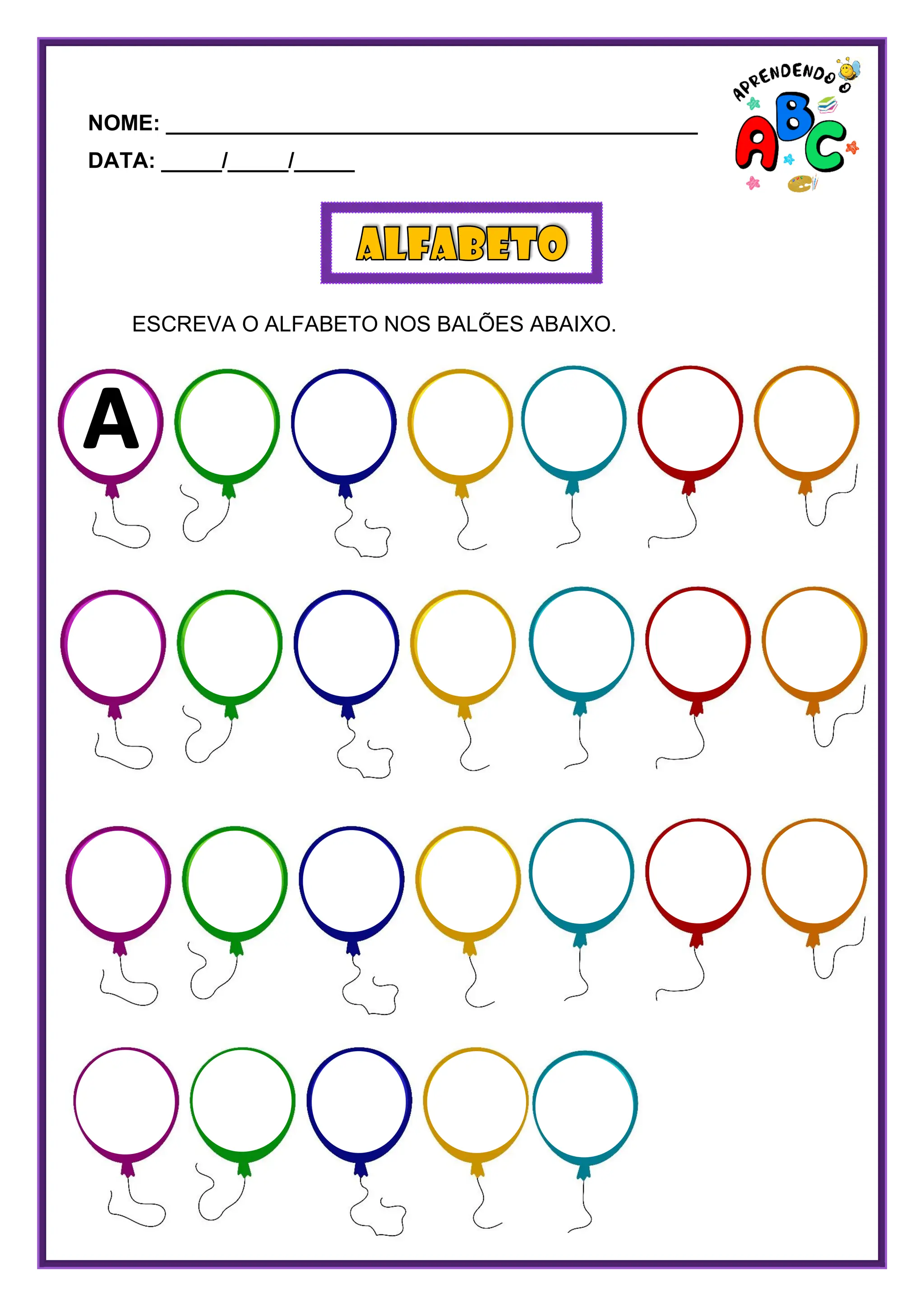 AEE - EDUCAÇÃO INFANTIL - Alfabeto Alfabetização Atividade Aprendendo o ...