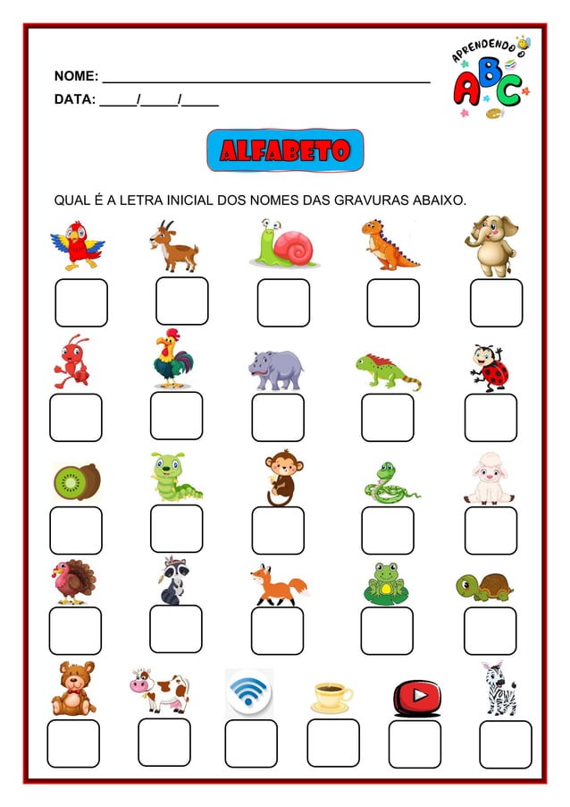 AEE - EDUCAÇÃO INFANTIL - Alfabeto Alfabetização Atividade Aprendendo o ...