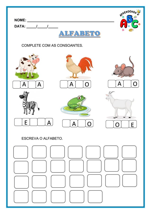 AEE - EDUCAÇÃO INFANTIL - Alfabeto Alfabetização Atividade Aprendendo o ...
