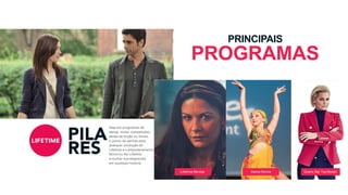 Seja em programas de
dança, moda, competições,
séries de ficção ou filmes,
o ponto de partida para
qualquer produção do
Lifetime é o empoderamento
feminino.No Lifetime,
a mulher é protagonista
em qualquer história.
PRINCIPAIS
PROGRAMAS
Lifetime Movies Quero Ser Top ModelDance Moms
 