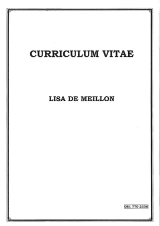 CV WITH ATTACHMENTS LISA DE MEILLON