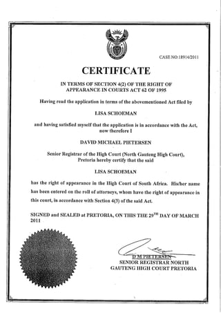 CV WITH ATTACHMENTS LISA DE MEILLON