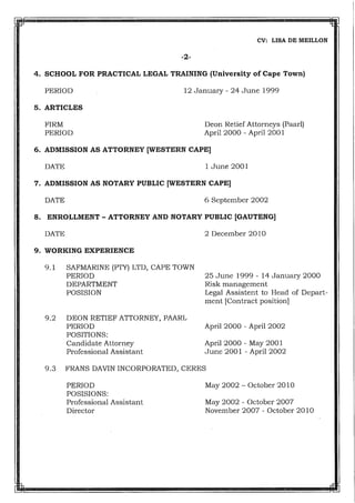 CV WITH ATTACHMENTS LISA DE MEILLON