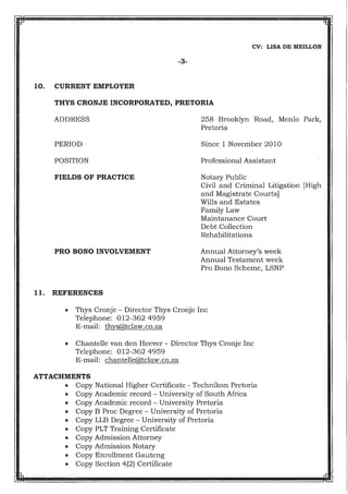 CV WITH ATTACHMENTS LISA DE MEILLON