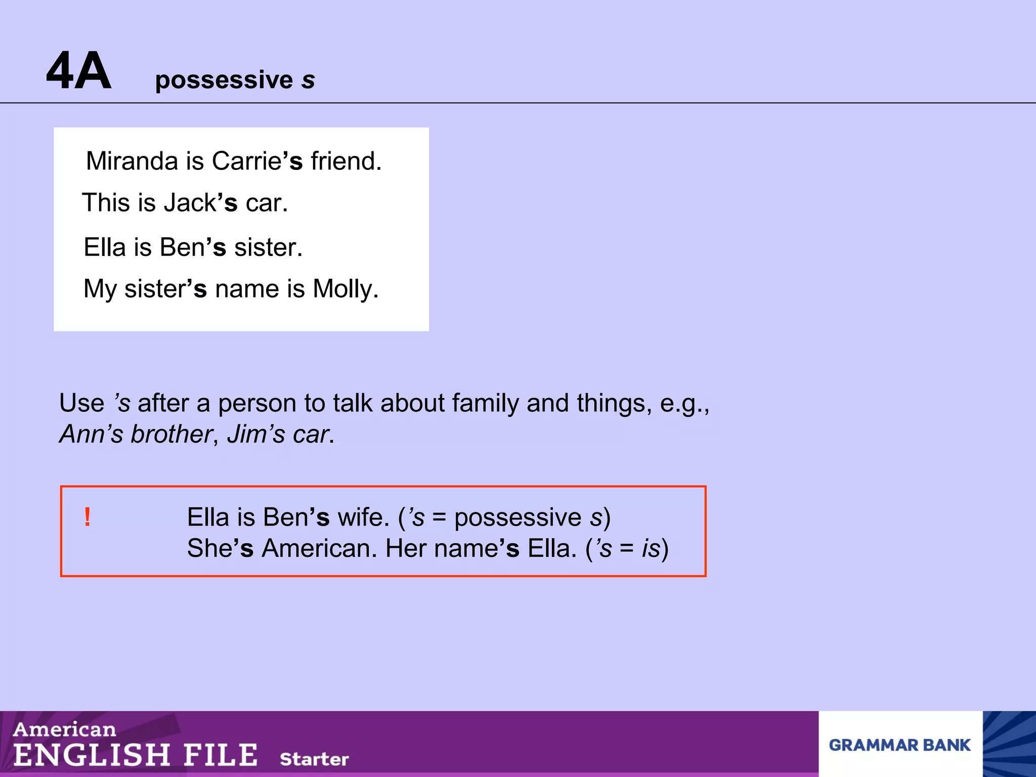 4A Possessive Adjetives PPT 4a-possessive-adjetives-ppt