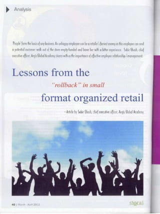 Lessons from the roll back in small format organized retail.