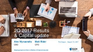 Helping people achieve a lifetime of financial security
2Q 2017 Results
Alex Wynaendts Matt Rider
CEO CFO
The Hague – August 10, 2017
2Q 2017 Results
& Capital update
 