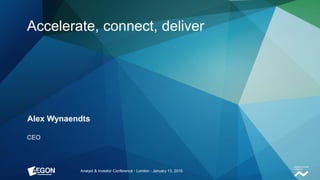Accelerate, connect, deliver
Alex Wynaendts
CEO
Analyst & Investor Conference - London - January 13, 2016
 