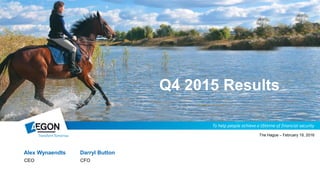 Alex Wynaendts Darryl Button
CEO CFO
The Hague – February 19, 2016
Q4 2015 Results
 