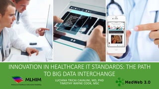 INNOVATION IN HEALTHCARE IT STANDARDS: THE PATH
TO BIG DATA INTERCHANGE
LUCIANA TRICAI CAVALINI, MD, PHD
TIMOTHY WAYNE COOK, MSC
 