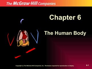 Chapter 6 The Human Body Copyright (c) The McGraw-Hill Companies, Inc.  Permission required for reproduction or display. 6- 