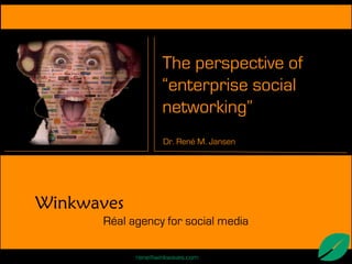 The perspective of
                   “enterprise social
                   networking”
                   Dr. René M. Jansen




Winkwaves
      Réal agency for social media

            rene@winkwaves.com
 
