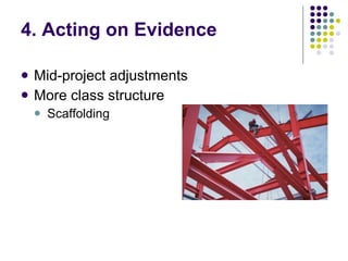 4. Acting on Evidence Mid-project adjustments More class structure Scaffolding 