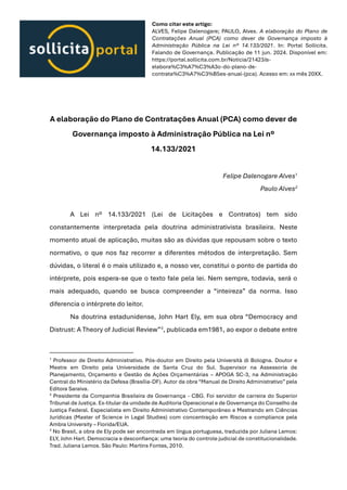 A elaboração do Plano de Contratações Anual | PDF