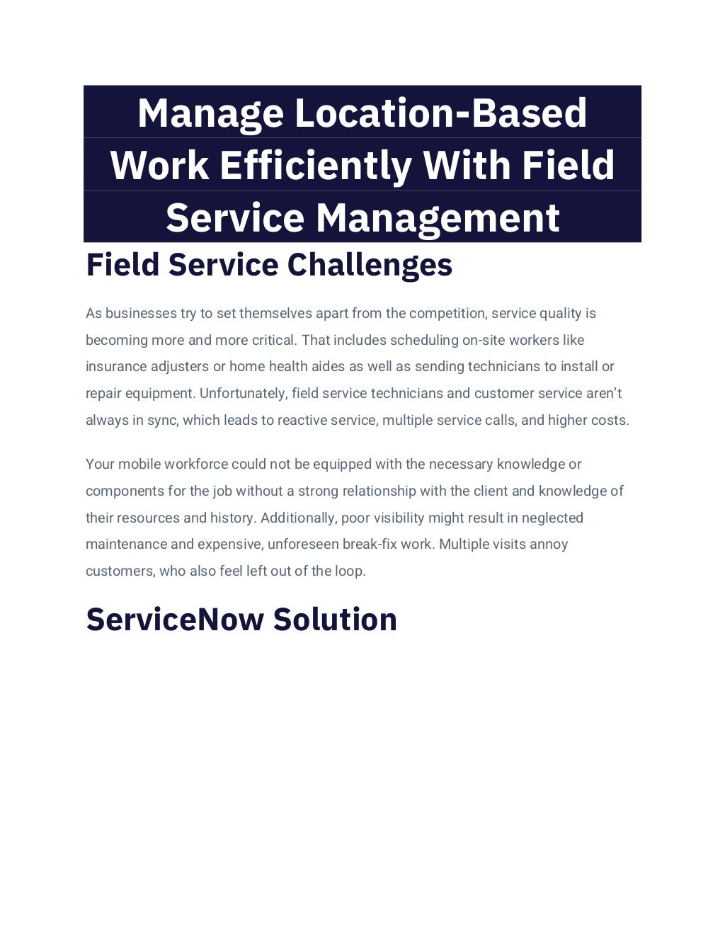Manage LocationBased Work Efficiently With Field Service Management PDF