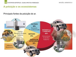 3.2 CATÁSTROFES ANTRÓPICAS – CAUSAS, IMPACTES E REMEDIAÇÃO MISSÃO: AMBIENTE 8
A poluição e os ecossistemas
Principais fontes da poluição do ar.
 