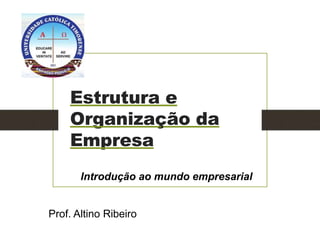Estrutura e
Organização da
Empresa
Introdução ao mundo empresarial
Prof. Altino Ribeiro
 