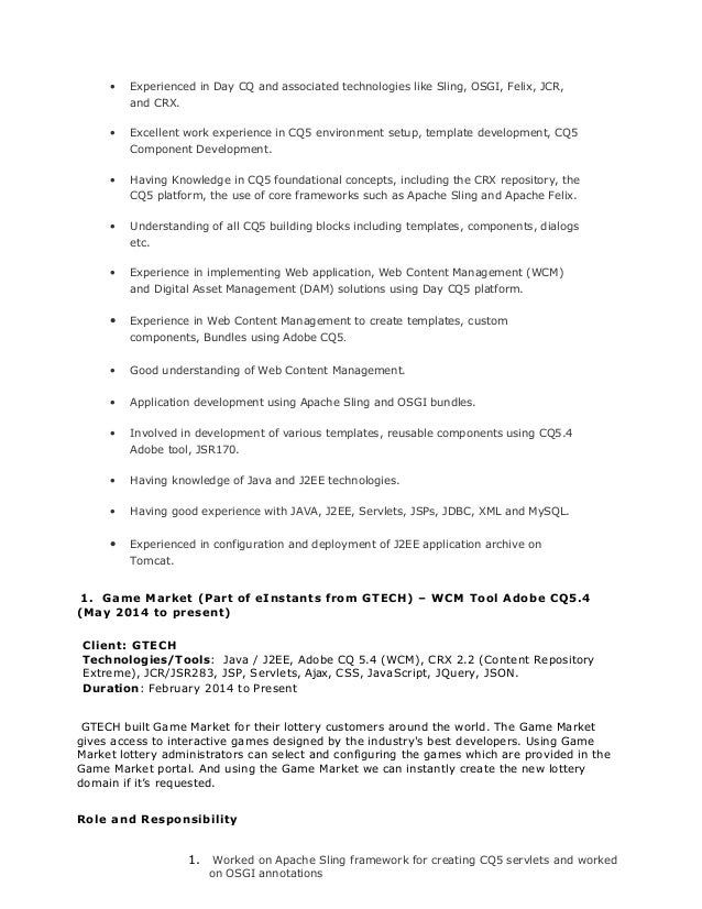 Aem Developer Resume Samples Qwikresume
