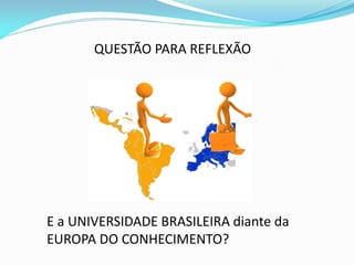 QUESTÃO PARA REFLEXÃO




E a UNIVERSIDADE BRASILEIRA diante da
EUROPA DO CONHECIMENTO?
 