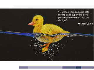 “El éxito es ser como un pato,
sereno en la superficie pero
pedaleando como un loco por
debajo”
Michael Caine
 
