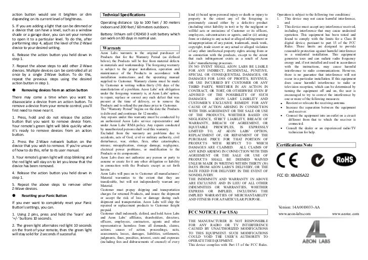 Aeon Labs Panic Button Dsa38 Manual