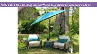 AE Outdoor 5-Piece Linear All Weather Wicker Deep Seating Set with Sunbrella Fabric
 