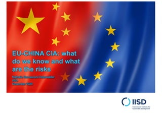 EU-CHINA CIA: what
do we know and what
are the risks
Nathalie Bernasconi-Osterwalder
IISD
December 2020
 