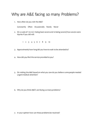 A&amp;e questionnaire | PDF