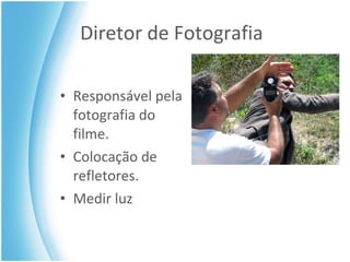 Diretor de Fotografia Responsável pela fotografia do filme. Colocação de refletores. Medir luz 