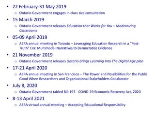 • 22 February-31 May 2019
o Ontario Government engages in class size consultation
• 15 March 2019
o Ontario Government rel...