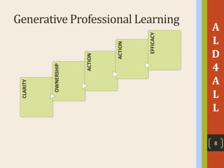 Generative Professional Learning
A
L
D
4
A
L
L
CLARITY
OWNERSHIP
ACTION
ACTION
EFFICACY
8
 
