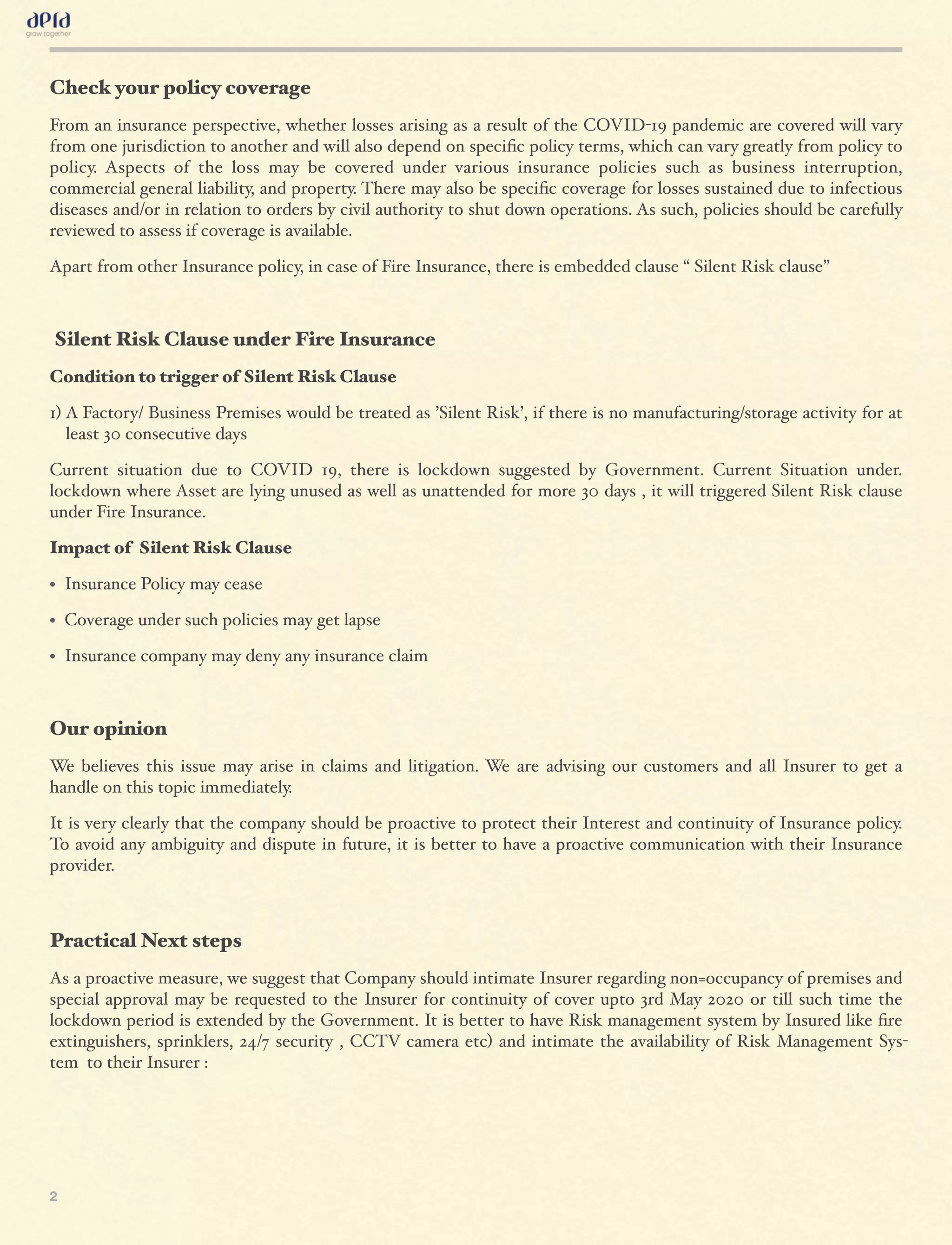 Aera: Silent Risk Clause_Fire Insurance | PDF