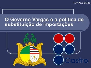 Profª Ana cleide
O Governo Vargas e a politica de
substituição de importações
 