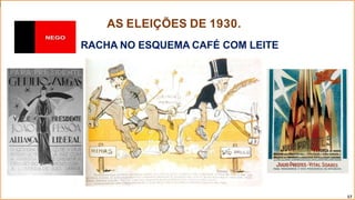 AS ELEIÇÕES DE 1930.
RACHA NO ESQUEMA CAFÉ COM LEITE
17
 