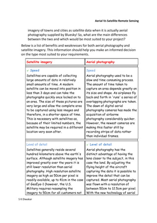 Aerial photography vs RS satellite | PDF