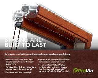 STRONG AND
BUILT TO LAST
Aeris windows are built for maximum performance and energy efficiency.
•	The welded sash and fram...