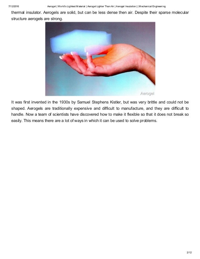 Aerogel world’s lightest material