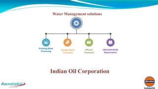 1
Drinking Water
Processing
Sewage Water
Treatment
Effluent
Treatment
Lake/waterbody
Rejuvenation
Water Management solutions
Indian Oil Corporation
 