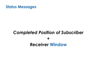 Status Messages
Completed Position of Subscriber
+
Receiver Window
 