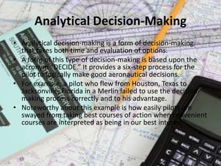 Aeronautical Decision Making And Risk Management For Pilots | PPTX