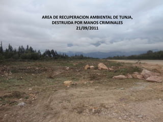 AREA DE RECUPERACION AMBIENTAL DE TUNJA,
    DESTRUIDA POR MANOS CRIMINALES
               21/09/2012
 