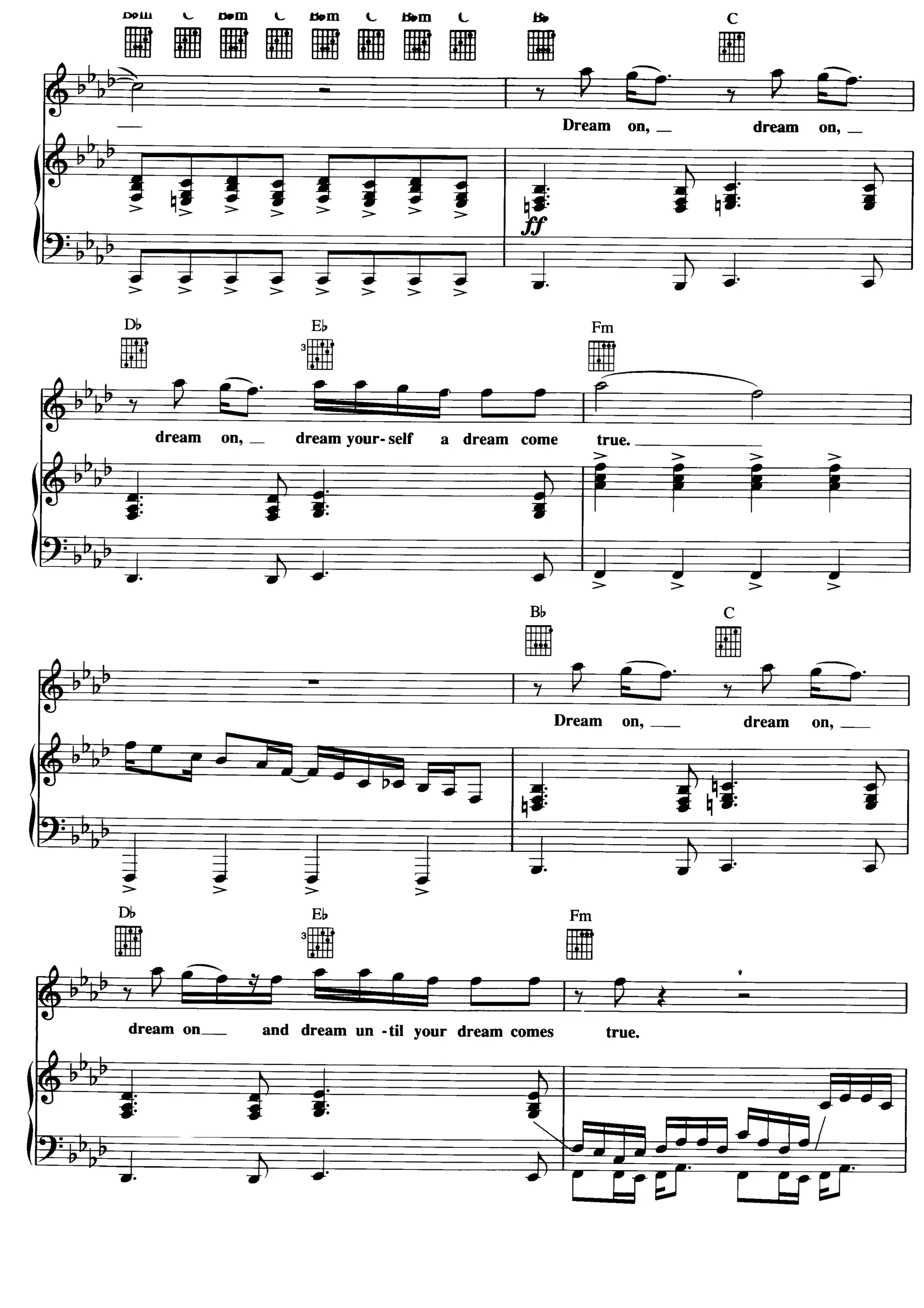 Aerosmith dream on Partitura PIANO | PDF