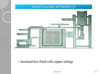 COLD FILLING
APPARATUS
 Insulated box fitted with copper tubings
8/22/2020 29
 