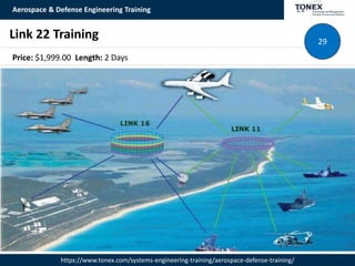 Aerospace & Defense Engineering Training
https://www.tonex.com/systems-engineering-training/aerospace-defense-training/
Link 22 Training 29
Price: $1,999.00 Length: 2 Days
 
