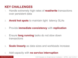 © 2014 Aerospike, Inc. All rights reserved. Confidential. | GITPRO – April 12, 2014 | 7
KEY CHALLENGES
1. Handle extremely...