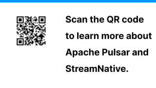 Scan the QR code
to learn more about
Apache Pulsar and
StreamNative.
 