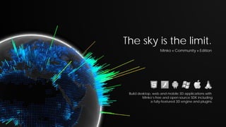 The sky is the limit.
Minko « Community » Edition

Build desktop, web and mobile 3D applications with
Minko’s free and open source SDK including
a fully-featured 3D engine and plugins.

 