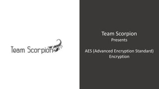 Team Scorpion
Presents
AES (Advanced Encryption Standard)
Encryption
 